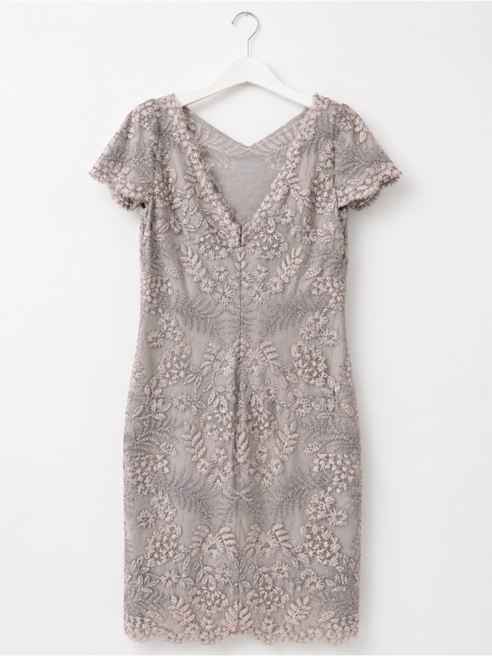 Tadashi Shoji NWT Gray Lace Cocktail Dress Mother of the Bride Size 6 - Picture 8 of 16
